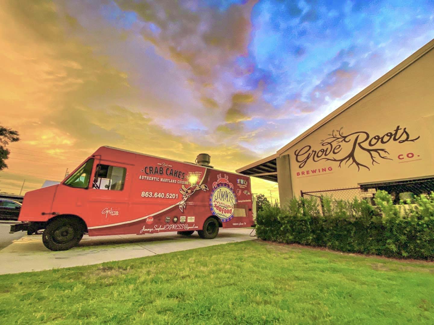 Jimmy’s Famous Seafood food truck at Grove Roots Brewing in Winter Haven