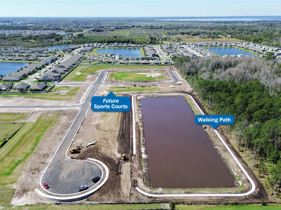 Aerial showing future amenities at Gardens at Lancaster Park in St. Cloud