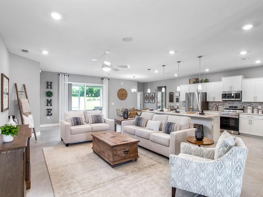 Gathering room of the model home in Lakeland, FL at Treymont