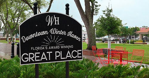 Great Place sign in Central Park, Winter Haven, FL