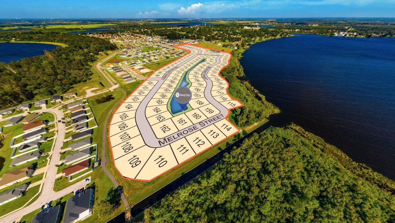 Aerial of homesites available in Lake Alfred, Florida