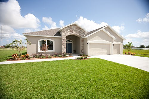 Windemere Model home exterior view of a multi-generational home design by Highland Homes