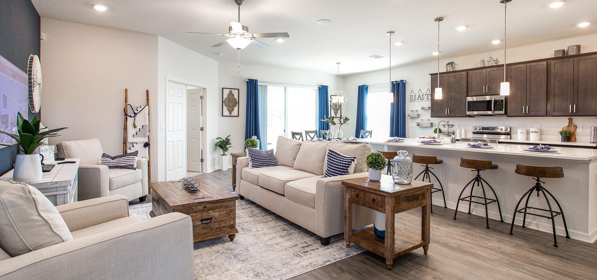 Open living area in a new home in Davenort, FL
