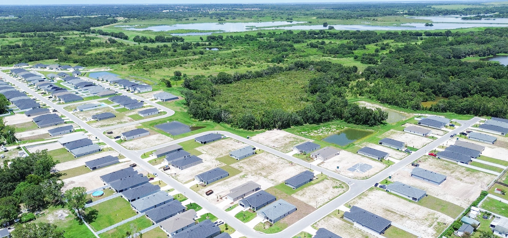 Aerial view of Phase 3 of Bridgeport Lakes in Mulberry, FL