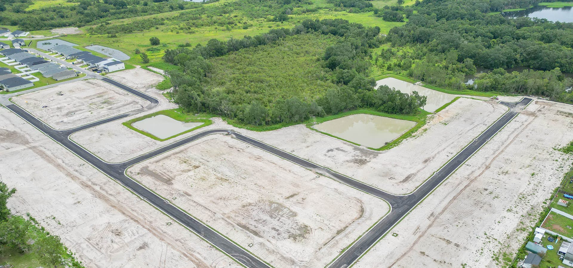 Aerial view of Phase 3 of Bridgeport Lakes in Mulberry, FL