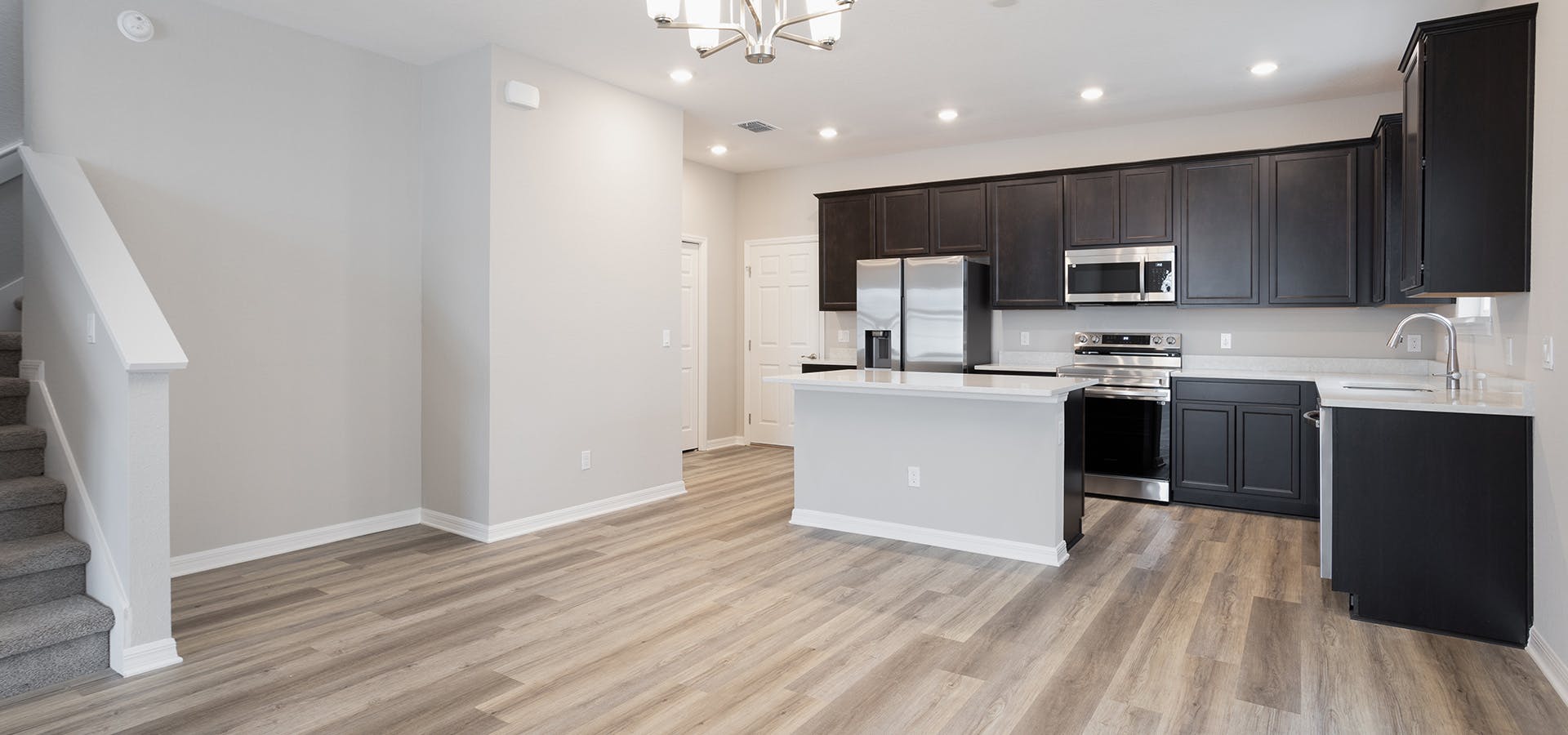 Kitchen in a bungalow by Highland Homes in St. Cloud
