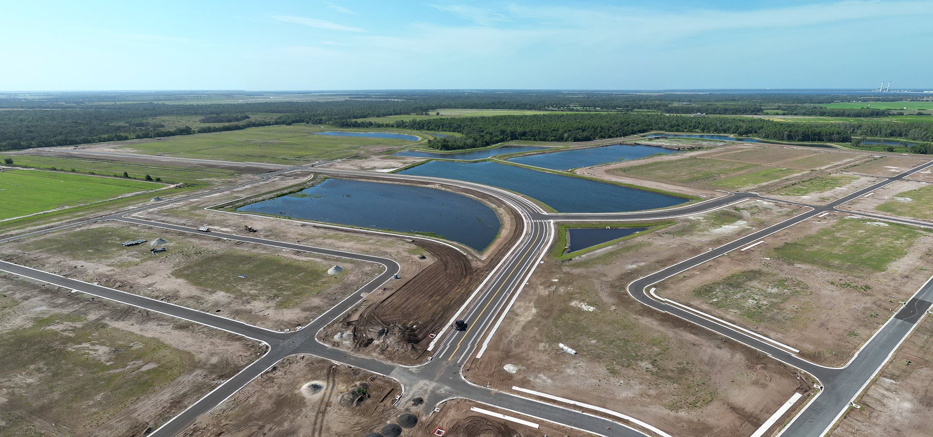 Aerial of wetlands and ponds at Cypress Ridge Ranch in Wimauma