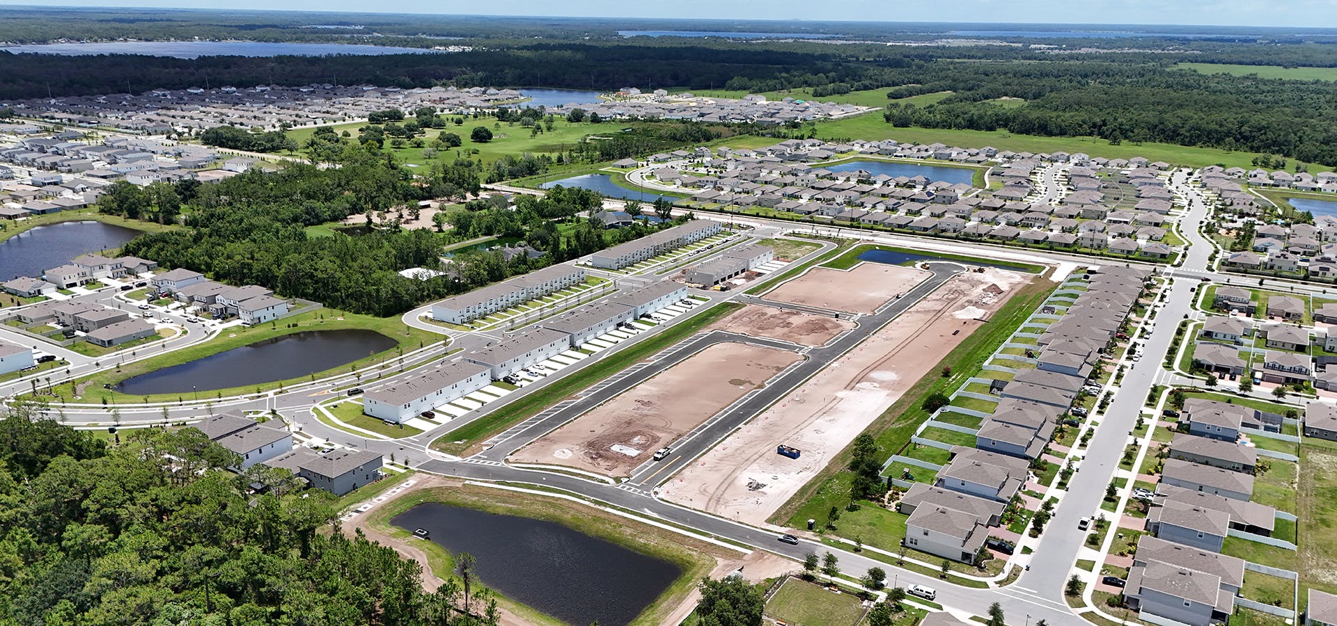 Aerial of Bridge Pointe new home community in St. Cloud, Florida