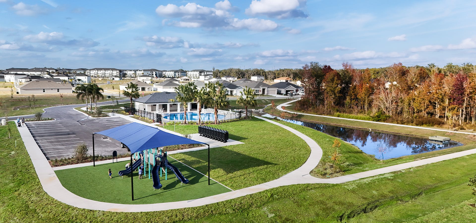 Aerial of amenities at Lakeside Preserve in Lakeland, FL