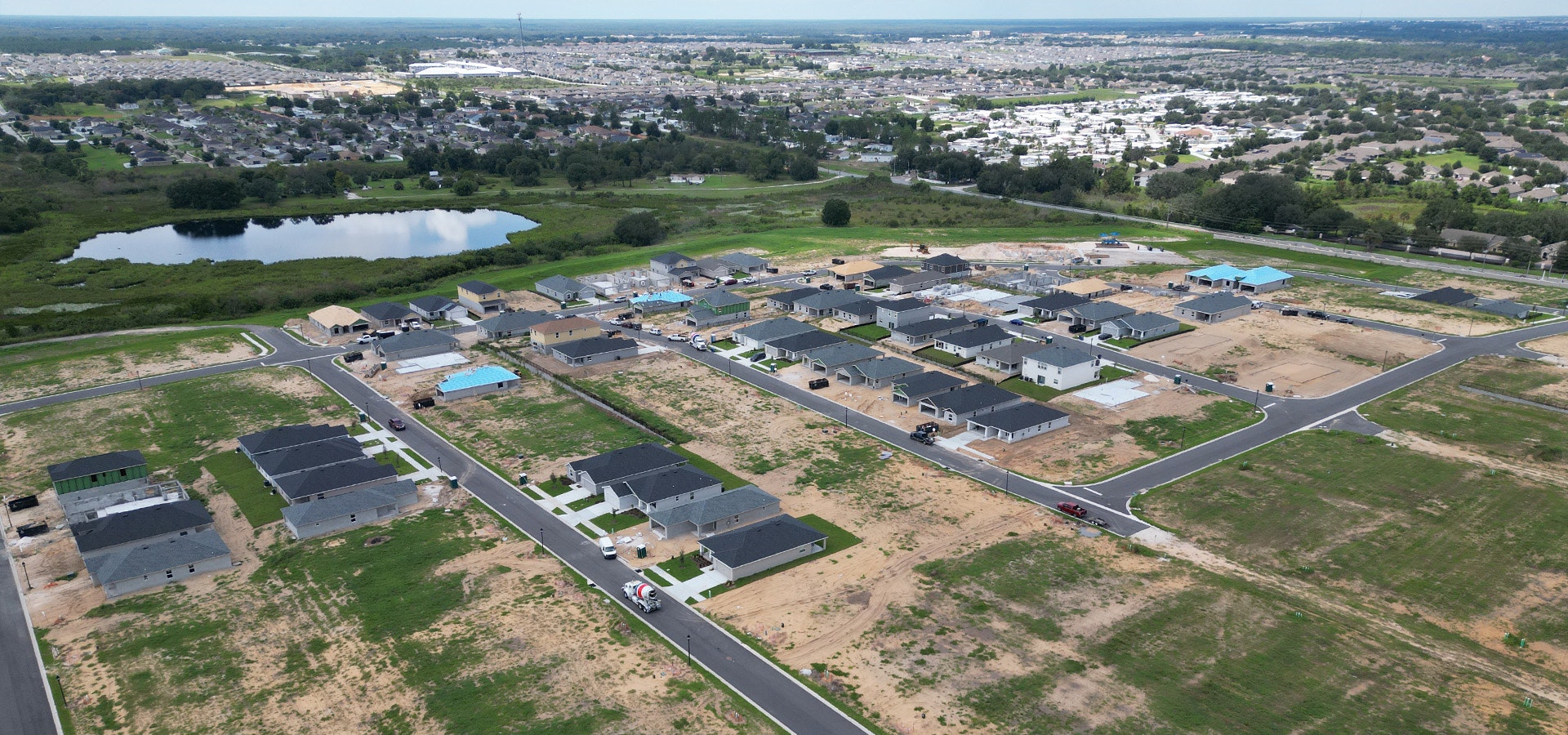 Aerial of Davenport new homes at Geneva Landings