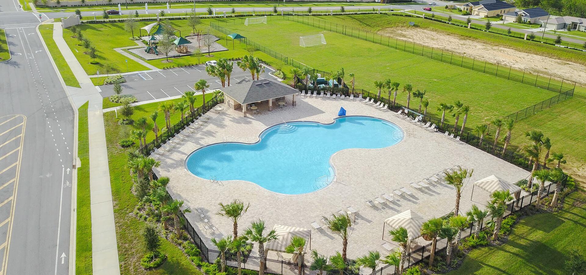 Swimming pool in Highland Meadows new home community