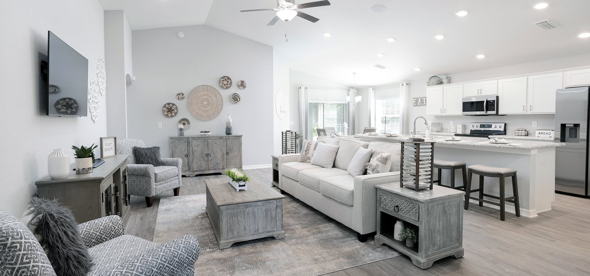 Bright, open living area in the Raychel by Highland Homes in St. Cloud, Florida