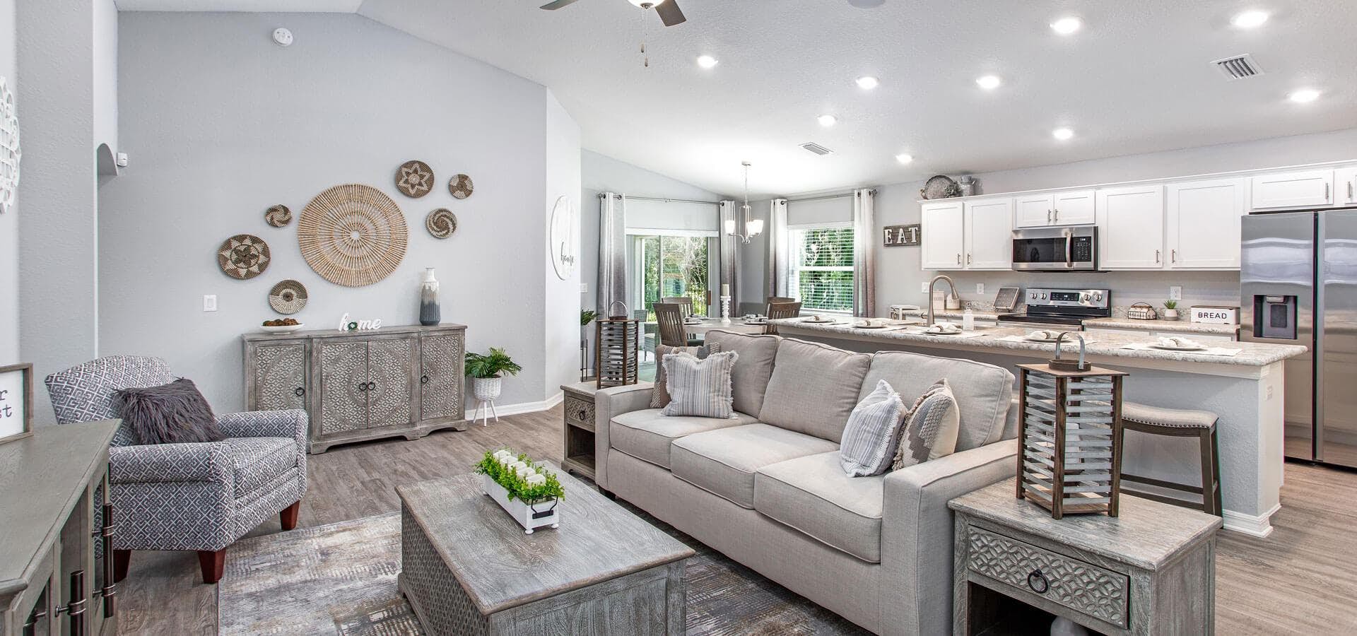 Spacious gathering room in the Raychel, a new home plan by Highland Homes