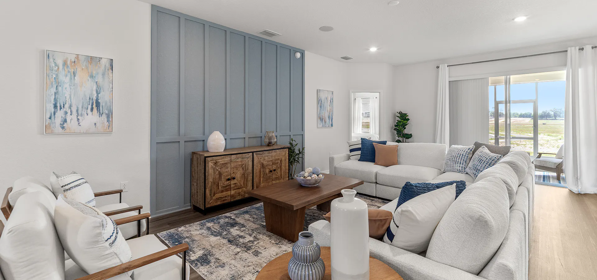 Living area in the new Westin II model home by Highland Homes in Wildwood, FL