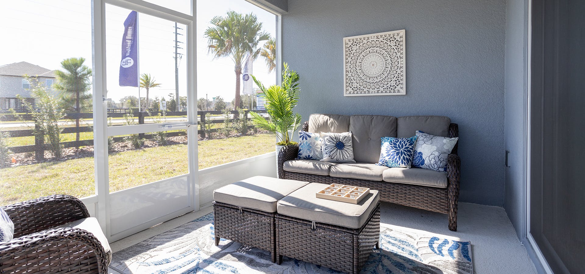 Outdoor living space in a St. Cloud new home at The Crossings