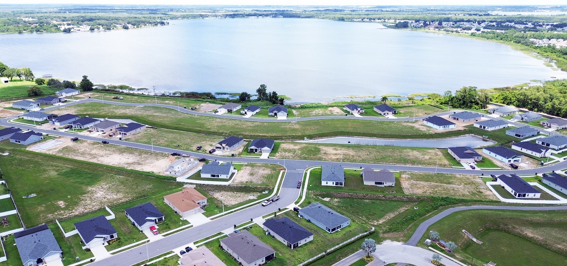 Aerial of home development on Lake Haines in Lake Alfred