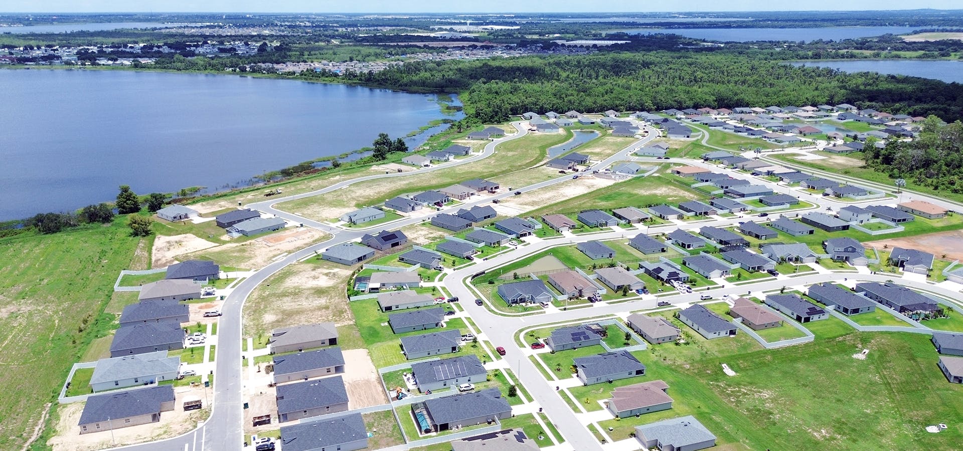 Aerial of The Lakes in Lake Alfred new home community on Lake Haines