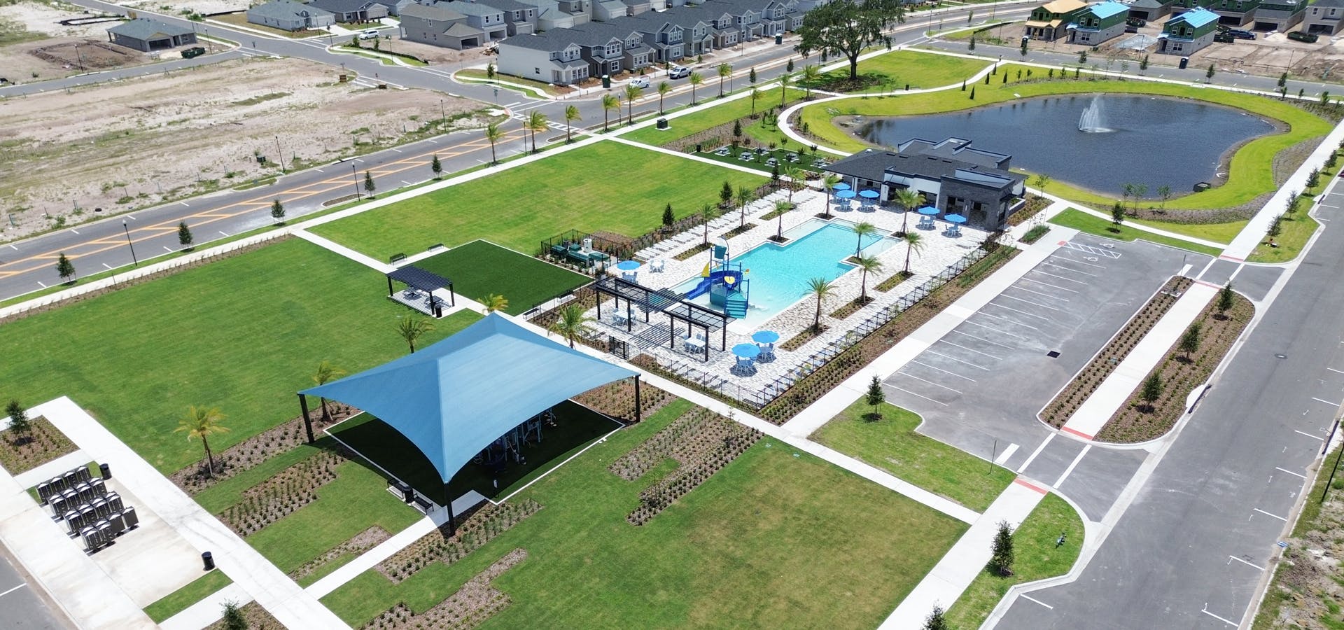 Aerial view of amenities at The Crossings in Saint Cloud, Florida