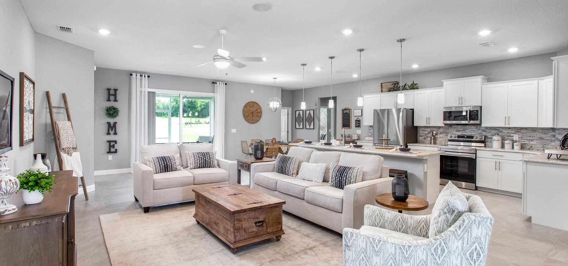 Open concept living area of Waylyn model at Treymont community