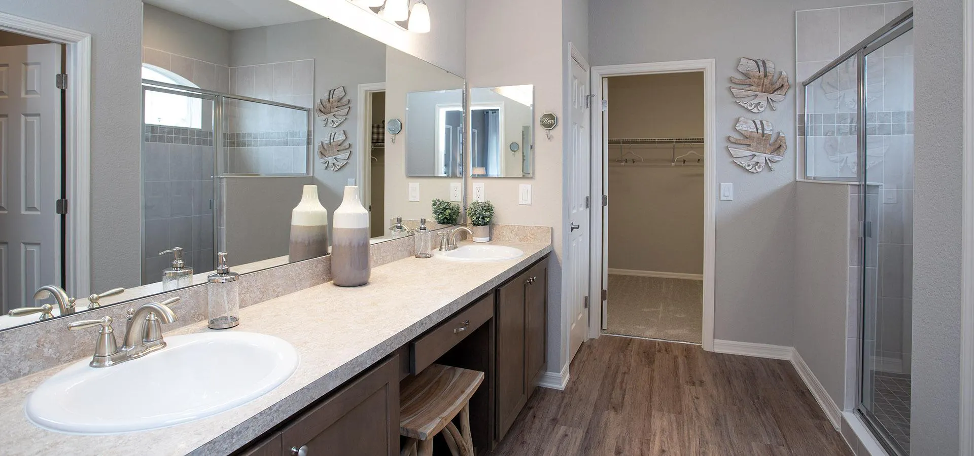 Bathroom with dual vanity and closet in Davenport, Florida