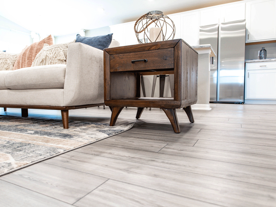 Luxury vinyl plank flooring in the living area