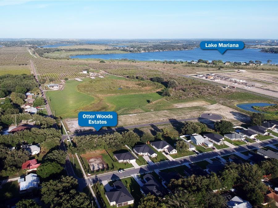 Aerial view of Otter Woods Estates in Auburndale, FL